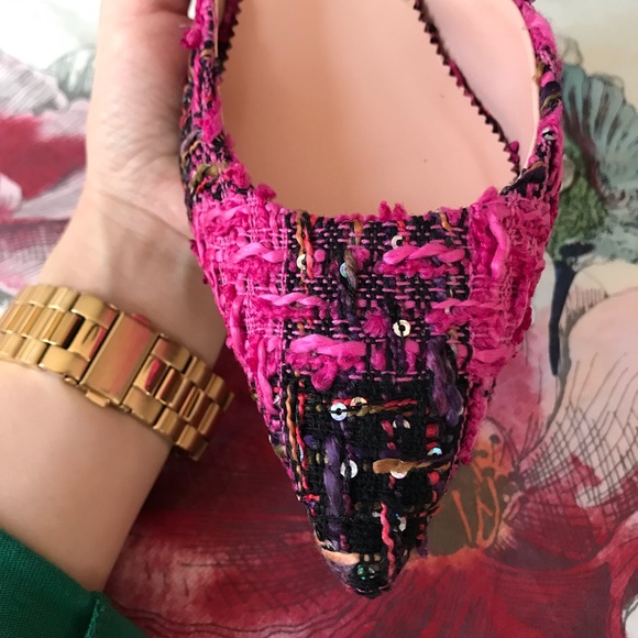 J. CREW Colette d’Orsay pumps. Pink tweed. - Picture 7 of 8